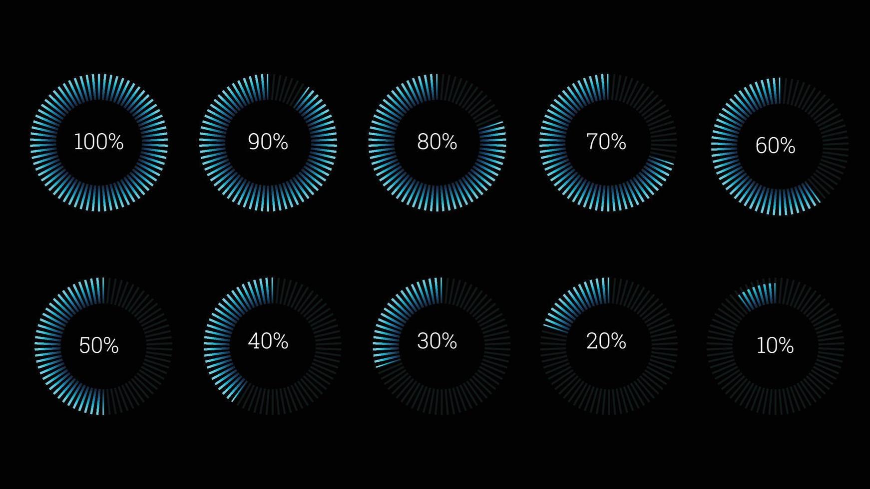 percentage infographics elements set in shape of  flat gradient stroke ring vector