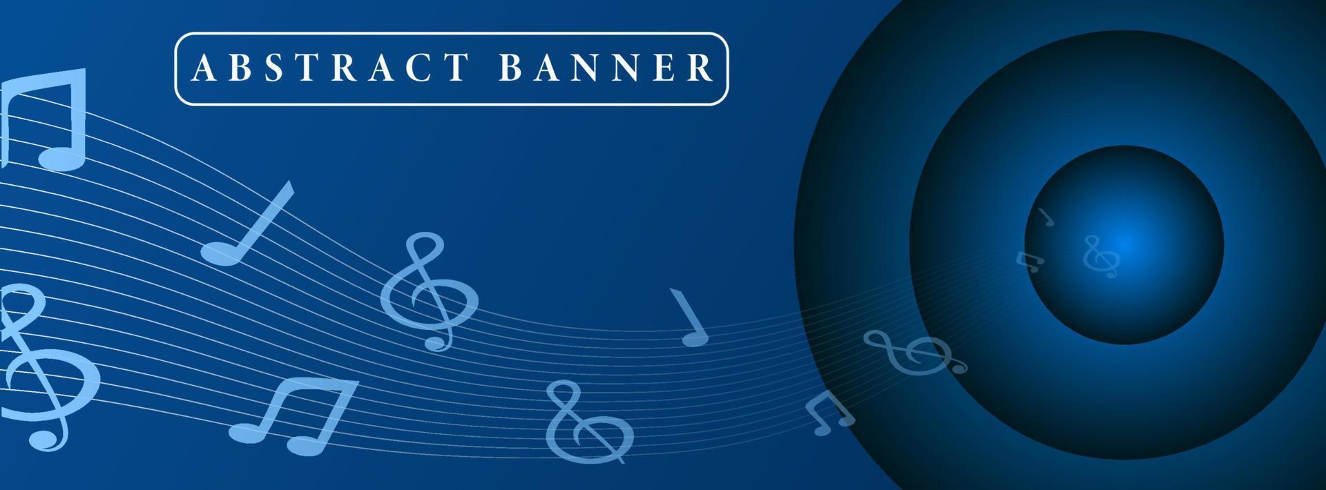 wide abstract banner created with woofer music notes and sound wave vector