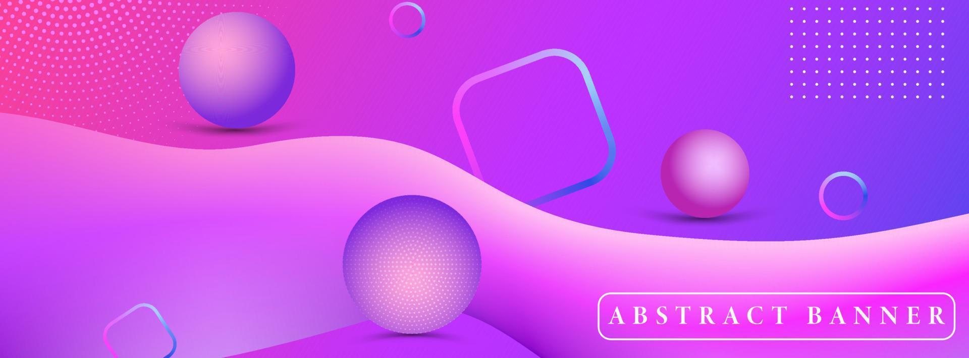creative wide abstract banner created with simple geometric shapes vector