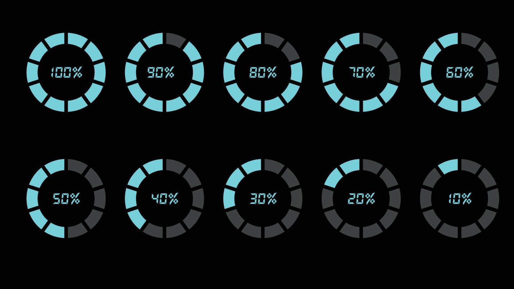 Percentage infographics elements set in shape of old-school digital screen vector