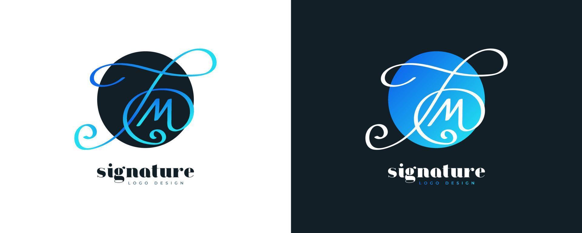 JM Initial Signature Logo Design with Elegant and Minimalist