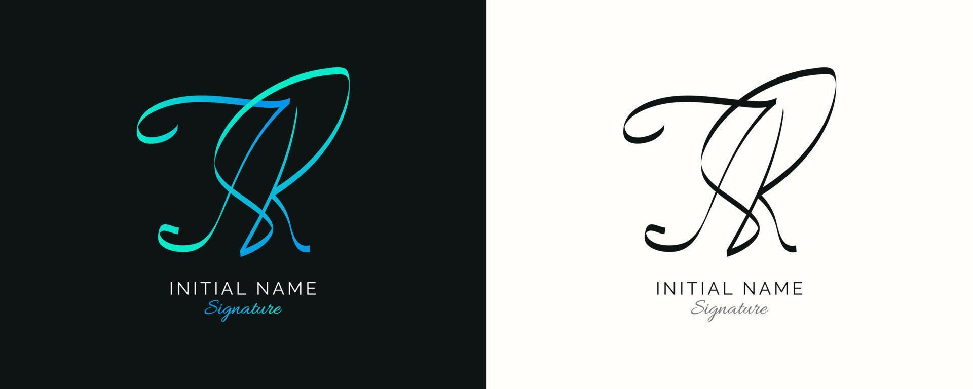 JR Initial Signature Logo Design with Elegant and Minimalist Handwriting Style. Initial J and R Logo Design for Wedding, Fashion, Jewelry, Boutique and Business Brand Identity vector