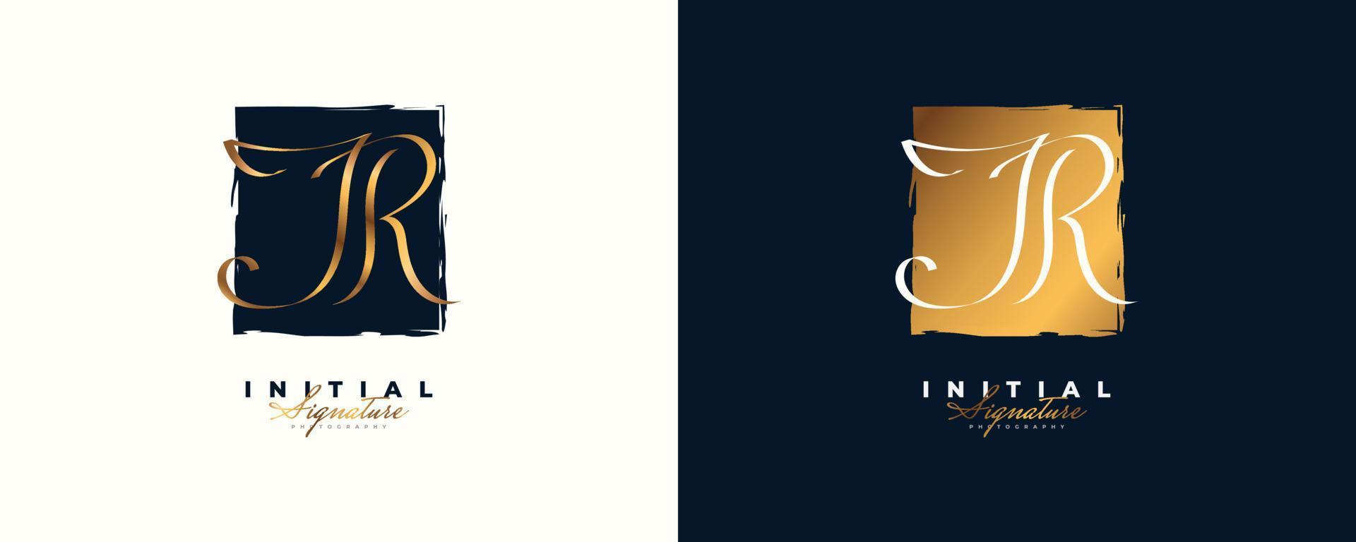JR Initial Signature Logo Design with Elegant and Minimalist Handwriting Style. Initial J and R Logo Design for Wedding, Fashion, Jewelry, Boutique and Business Brand Identity vector