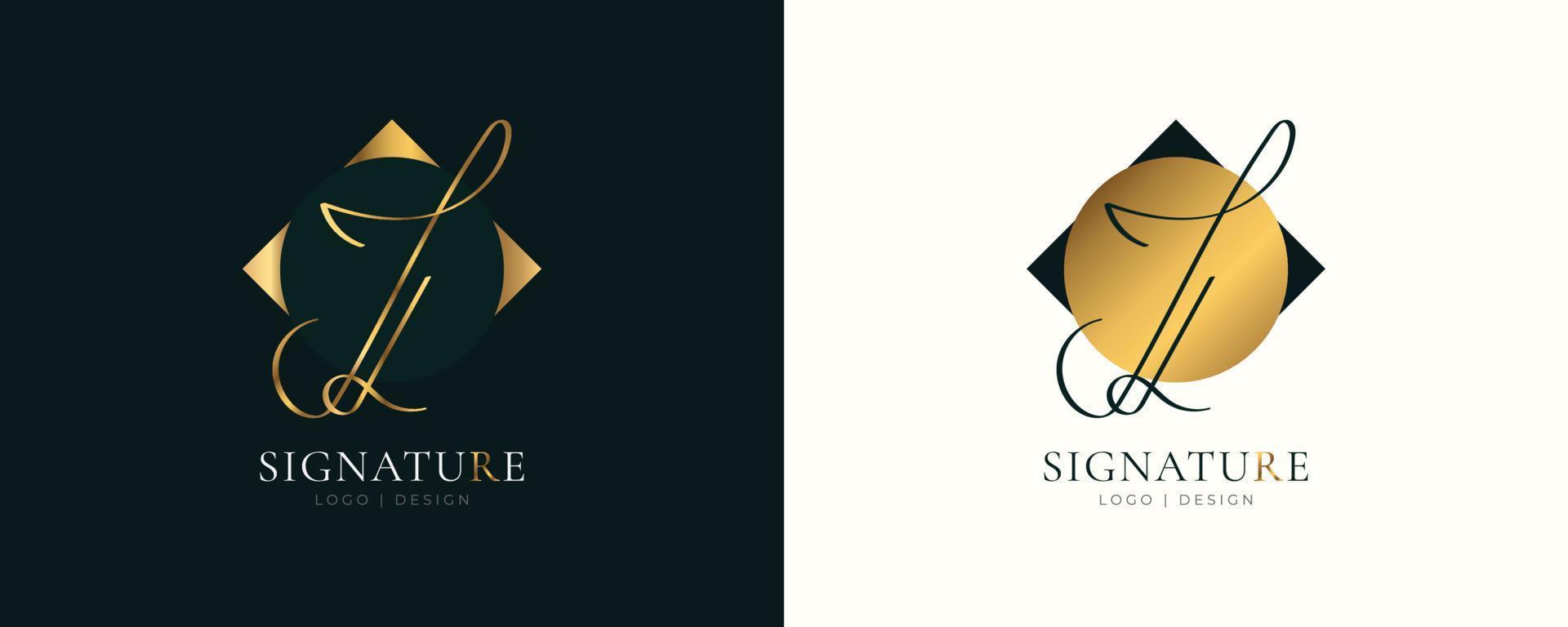 JL Initial Signature Logo Design with Elegant and Minimalist Handwriting Style. Initial J and L Logo Design for Wedding, Fashion, Jewelry, Boutique and Business Brand Identity vector