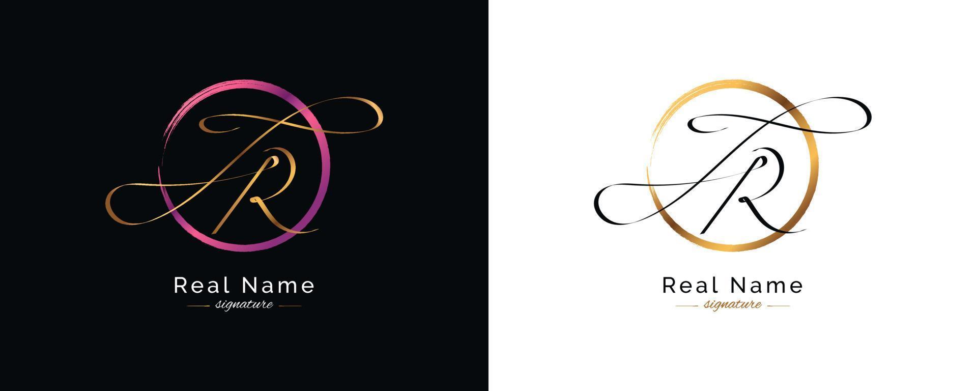 jr diseño de logotipo de firma inicial con estilo de escritura elegante y minimalista. diseño inicial del logotipo j y r para bodas, moda, joyería, boutique e identidad de marca comercial vector