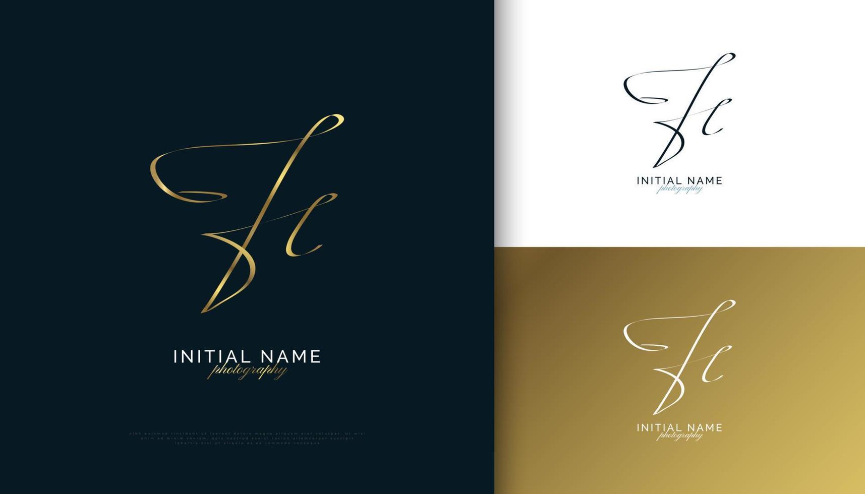 JC Initial Signature Logo Design with Elegant and Minimalist Gold Handwriting Style. Initial J and C Logo Design for Wedding, Fashion, Jewelry, Boutique and Business Brand Identity vector