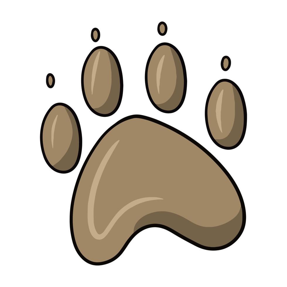 Animal paw print, vector illustration in cartoon style on a white background