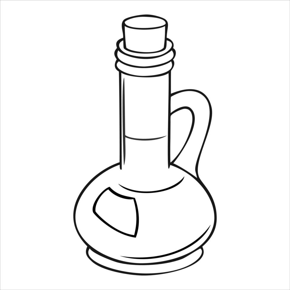 Monochrome picture, glass jug for oil, wine, vector illustration in cartoon style on a white background