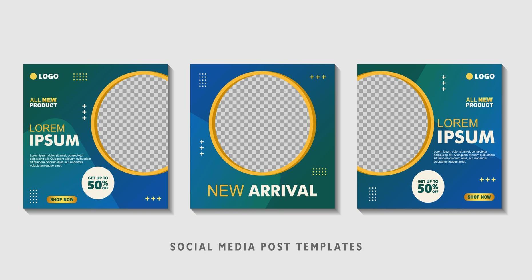 Set of editable square banner templates with photo collage. Suitable for Social Media Post and Online Advertising, Event, and etc. Vector Illustration.