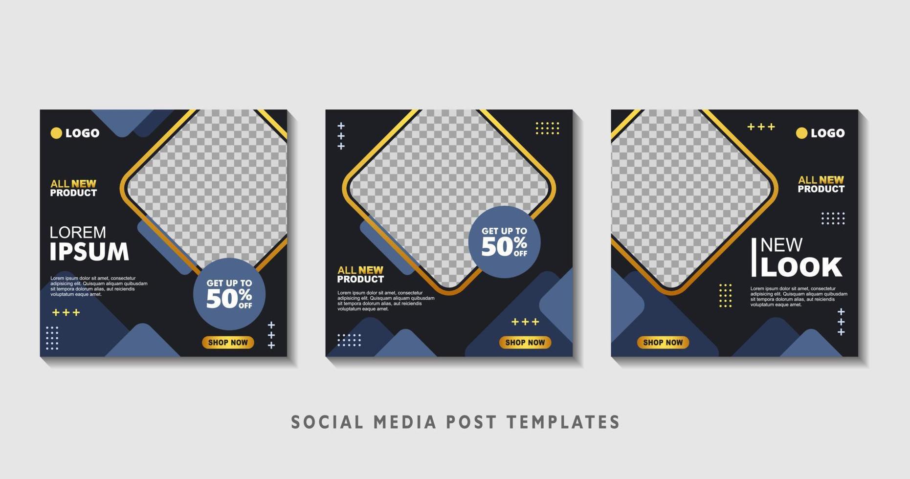 Set of editable square banner templates with photo collage. Suitable for Social Media Post and Online Advertising, Event, and etc. Vector Illustration.