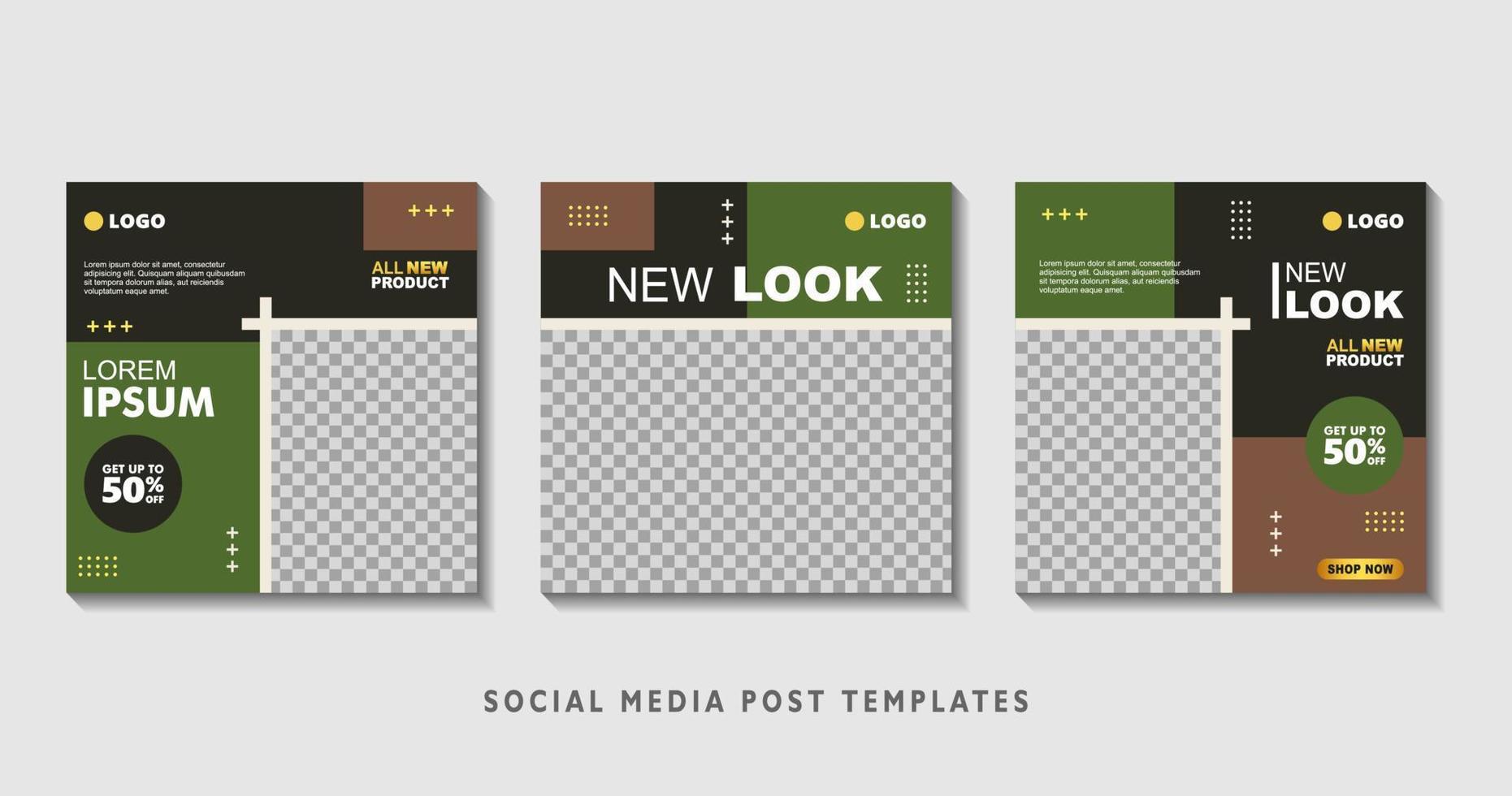 Set of editable square banner templates with photo collage. Suitable for Social Media Post and Online Advertising, Event, and etc. Vector Illustration.