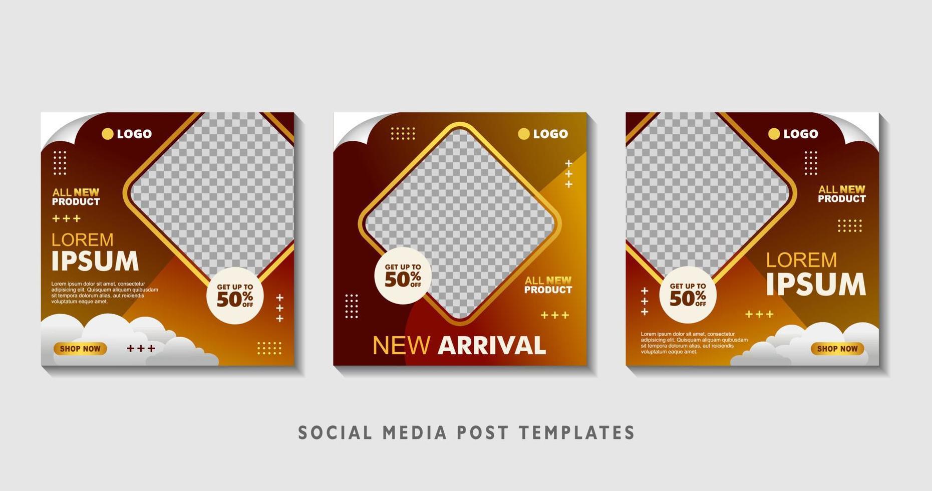 Set of editable square banner templates with photo collage. Suitable for Social Media Post and Online Advertising, Event, and etc. Vector Illustration.