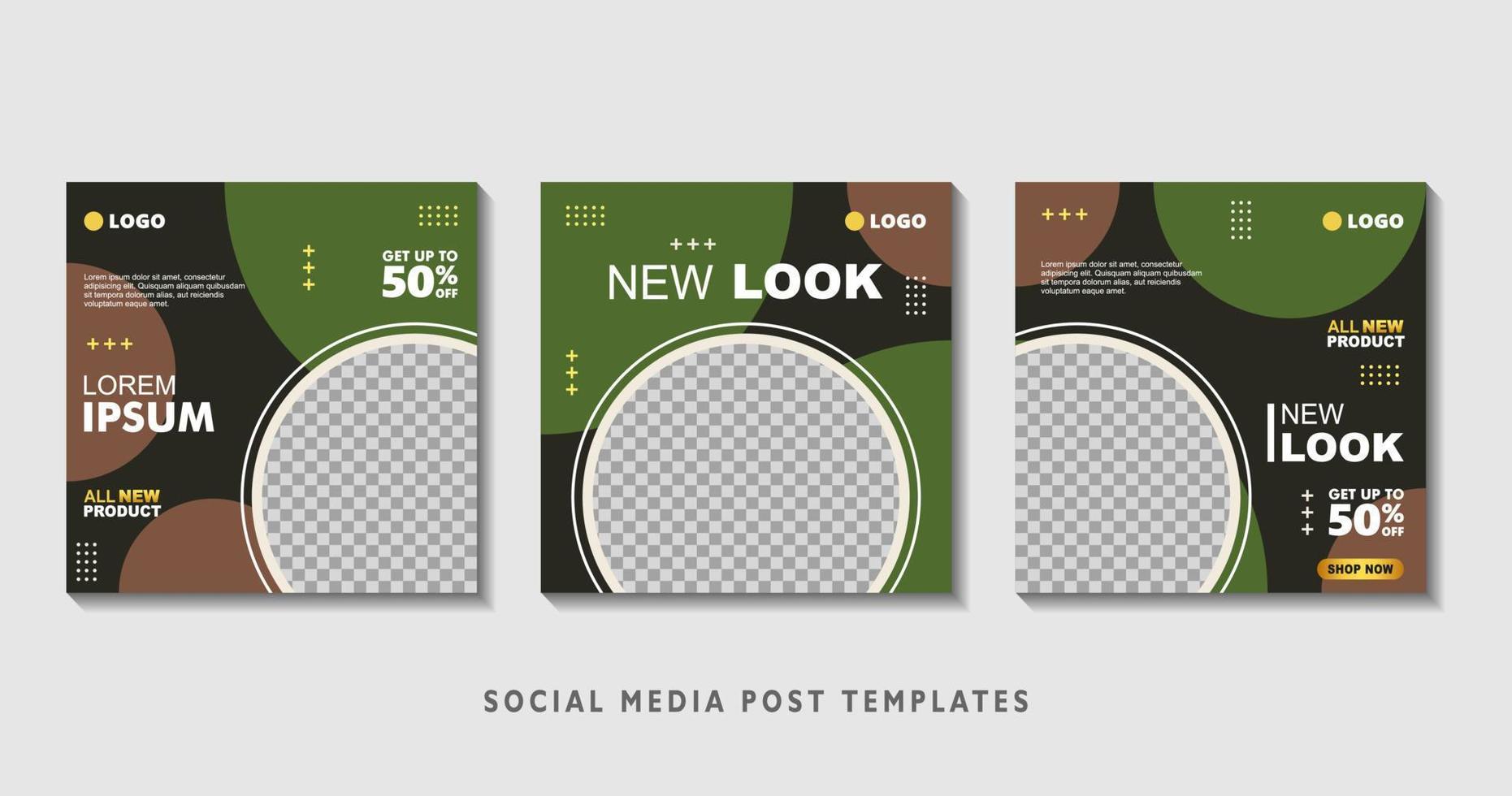 Set of editable square banner templates with photo collage. Suitable for Social Media Post and Online Advertising, Event, and etc. Vector Illustration.