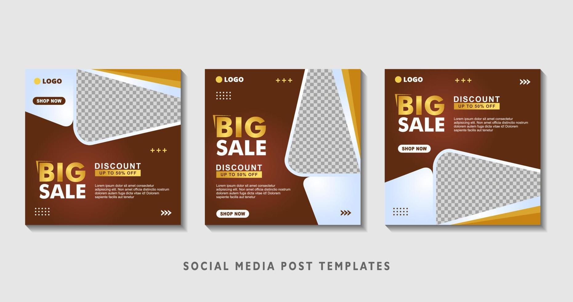 Set of editable square banner templates with photo collage. Suitable for Social Media Post and Online Advertising, Event, and etc. Vector Illustration.