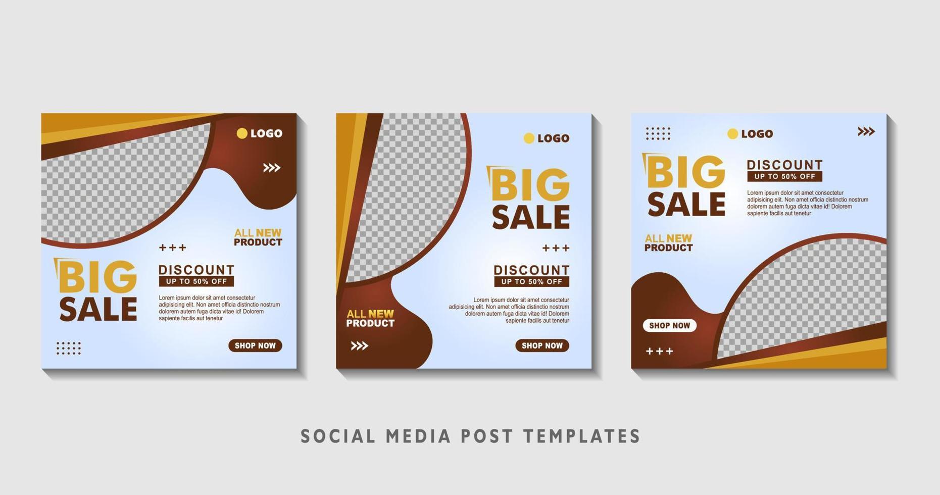 Set of editable square banner templates with photo collage. Suitable for Social Media Post and Online Advertising, Event, and etc. Vector Illustration.