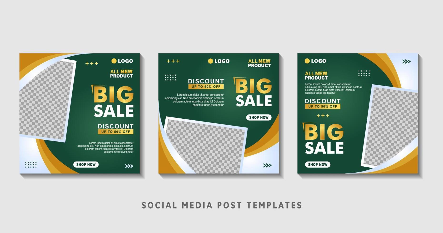 Set of editable square banner templates with photo collage. Suitable for Social Media Post and Online Advertising, Event, and etc. Vector Illustration.