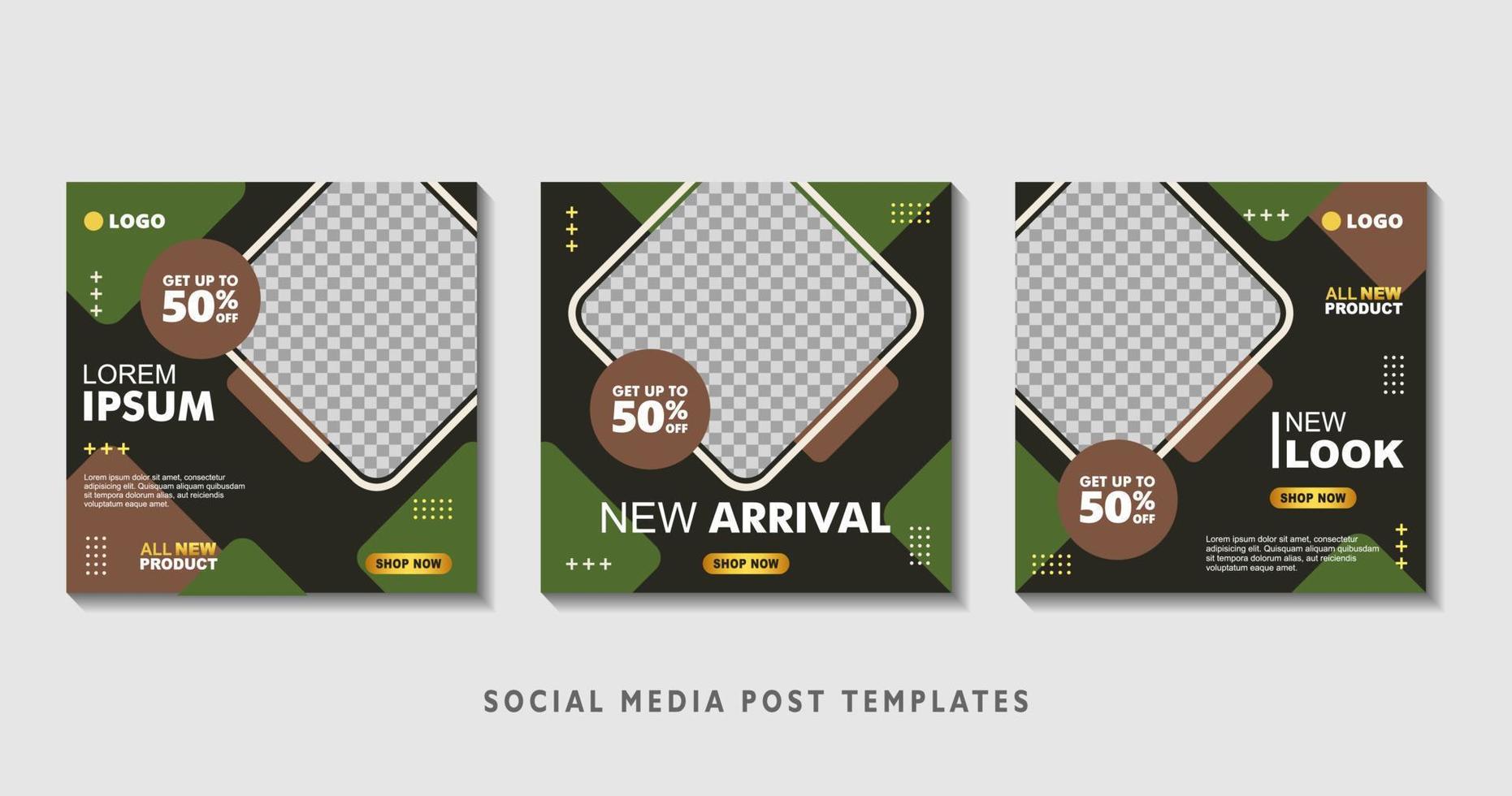 Set of editable square banner templates with photo collage. Suitable for Social Media Post and Online Advertising, Event, and etc. Vector Illustration.