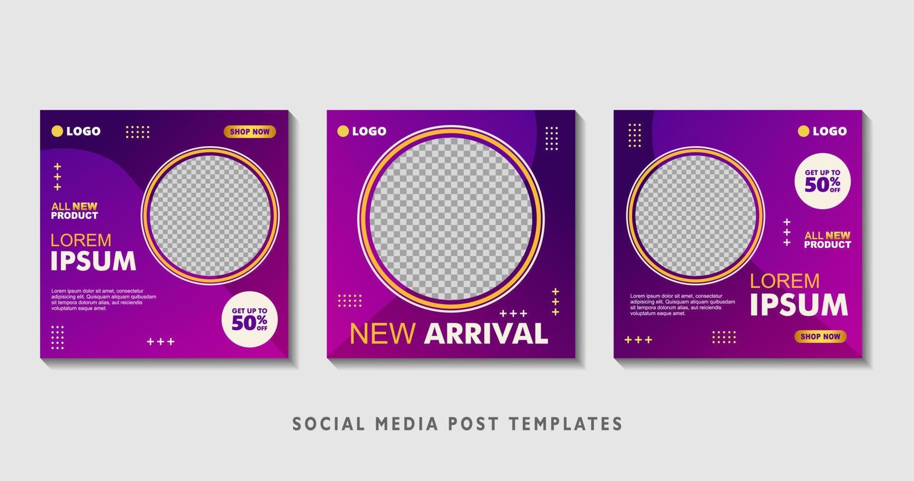 Set of editable square banner templates with photo collage. Suitable for Social Media Post and Online Advertising, Event, and etc. Vector Illustration.