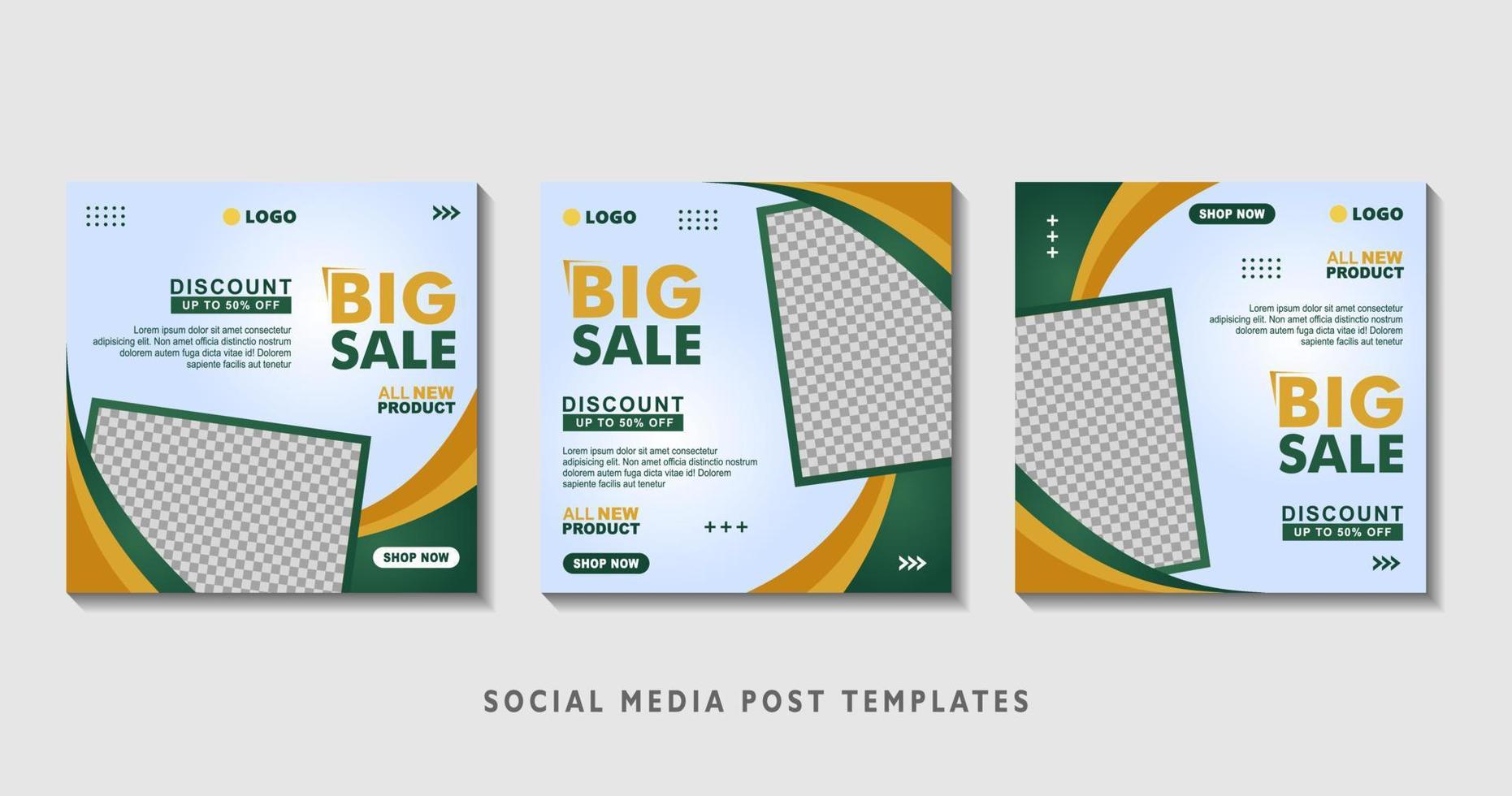 Set of editable square banner templates with photo collage. Suitable for Social Media Post and Online Advertising, Event, and etc. Vector Illustration.