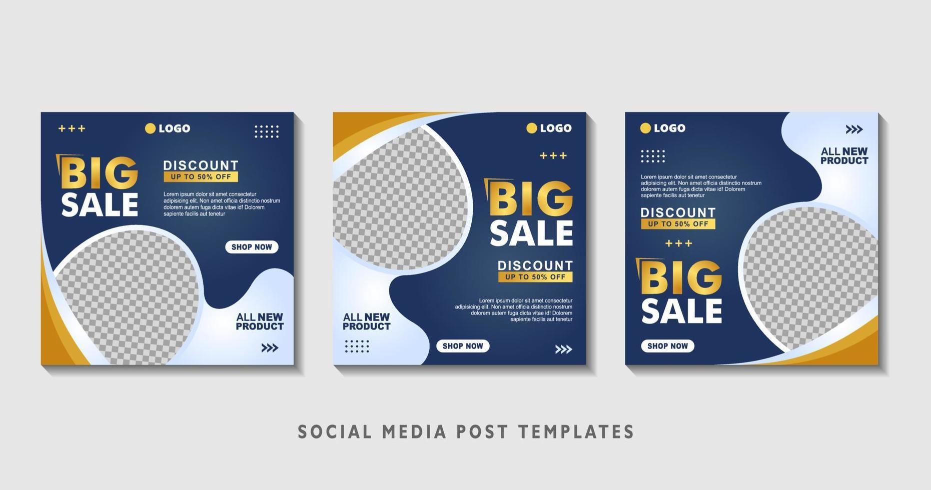 Set of editable square banner templates with photo collage. Suitable for Social Media Post and Online Advertising, Event, and etc. Vector Illustration.