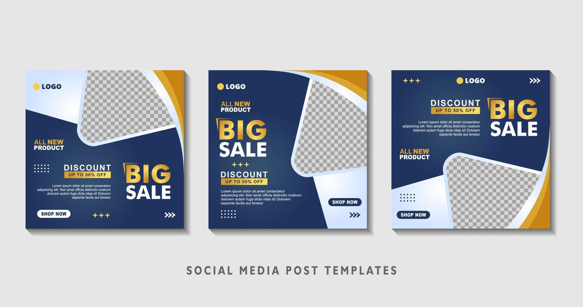 Set of editable square banner templates with photo collage. Suitable for Social Media Post and Online Advertising, Event, and etc. Vector Illustration.