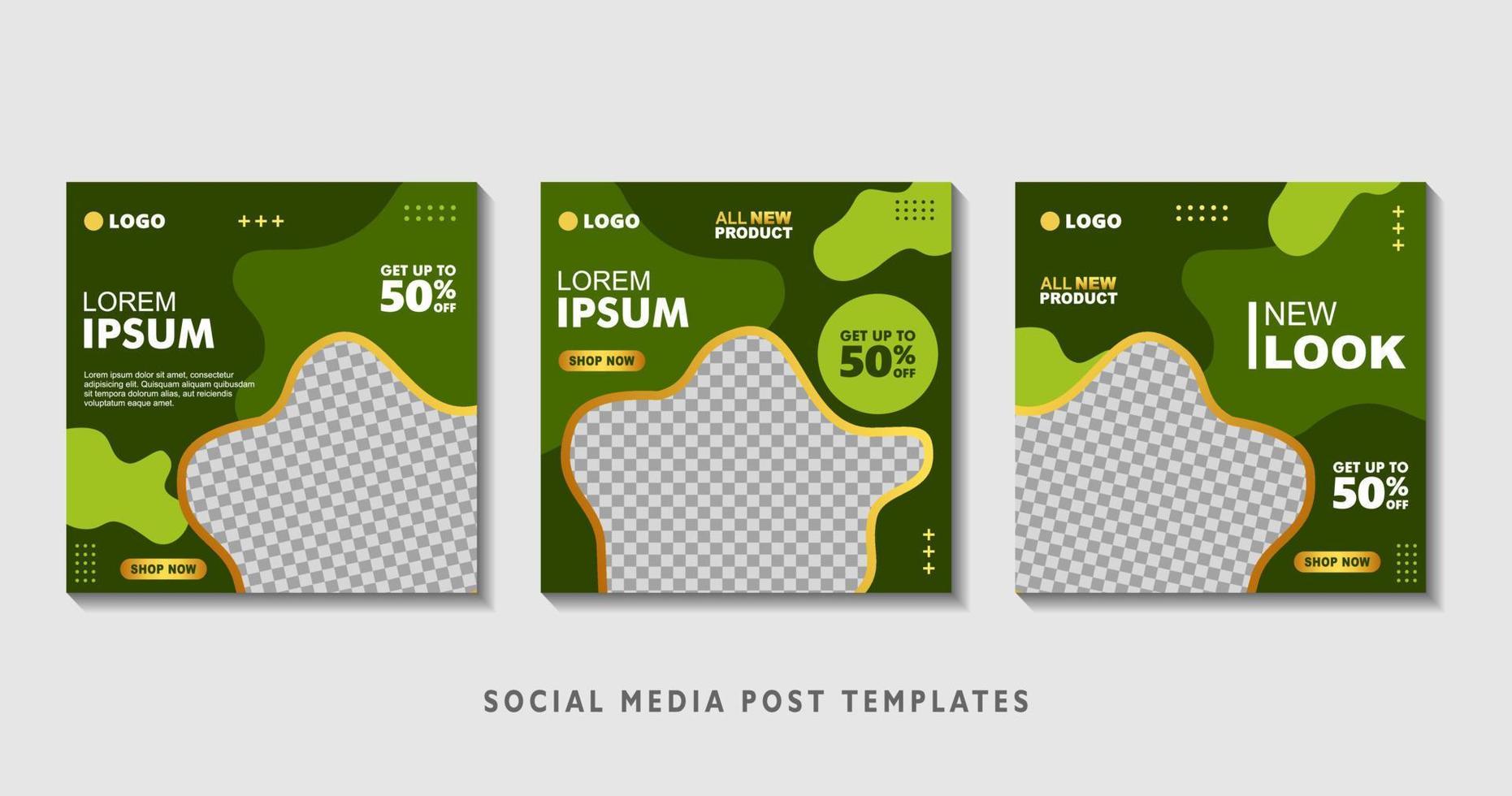 Set of editable square banner templates with photo collage. Suitable for Social Media Post and Online Advertising, Event, and etc. Vector Illustration.