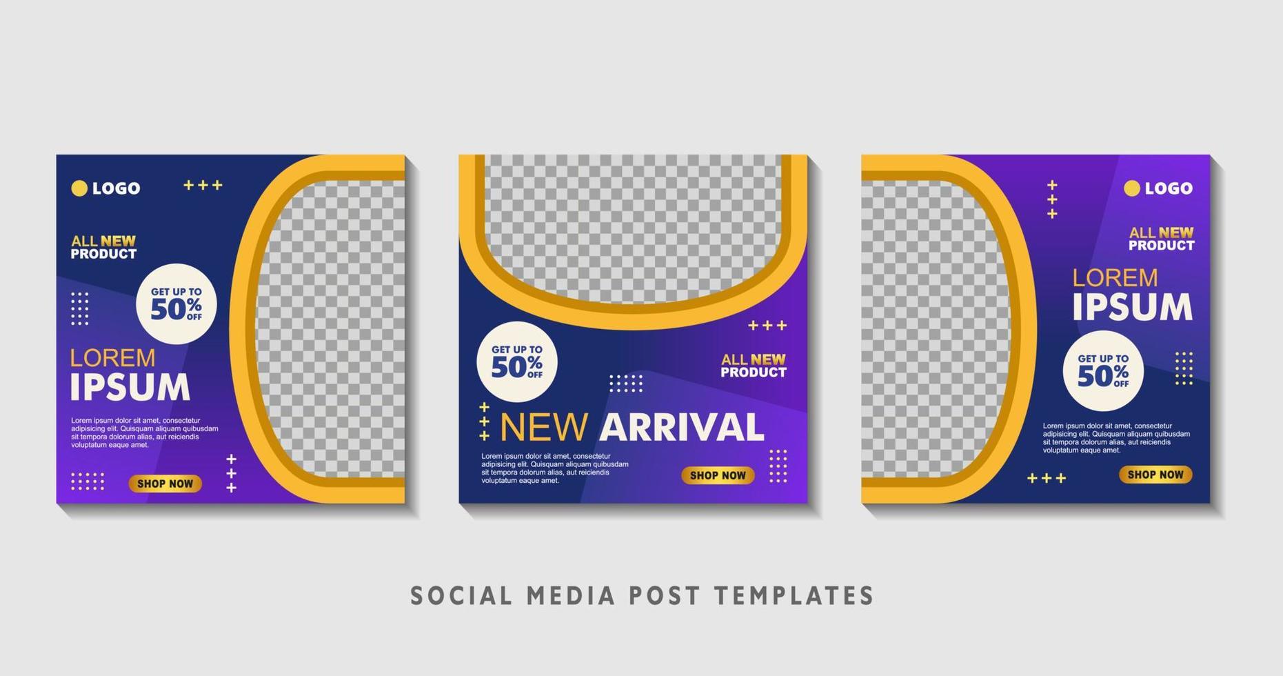 Set of editable square banner templates with photo collage. Suitable for Social Media Post and Online Advertising, Event, and etc. Vector Illustration.