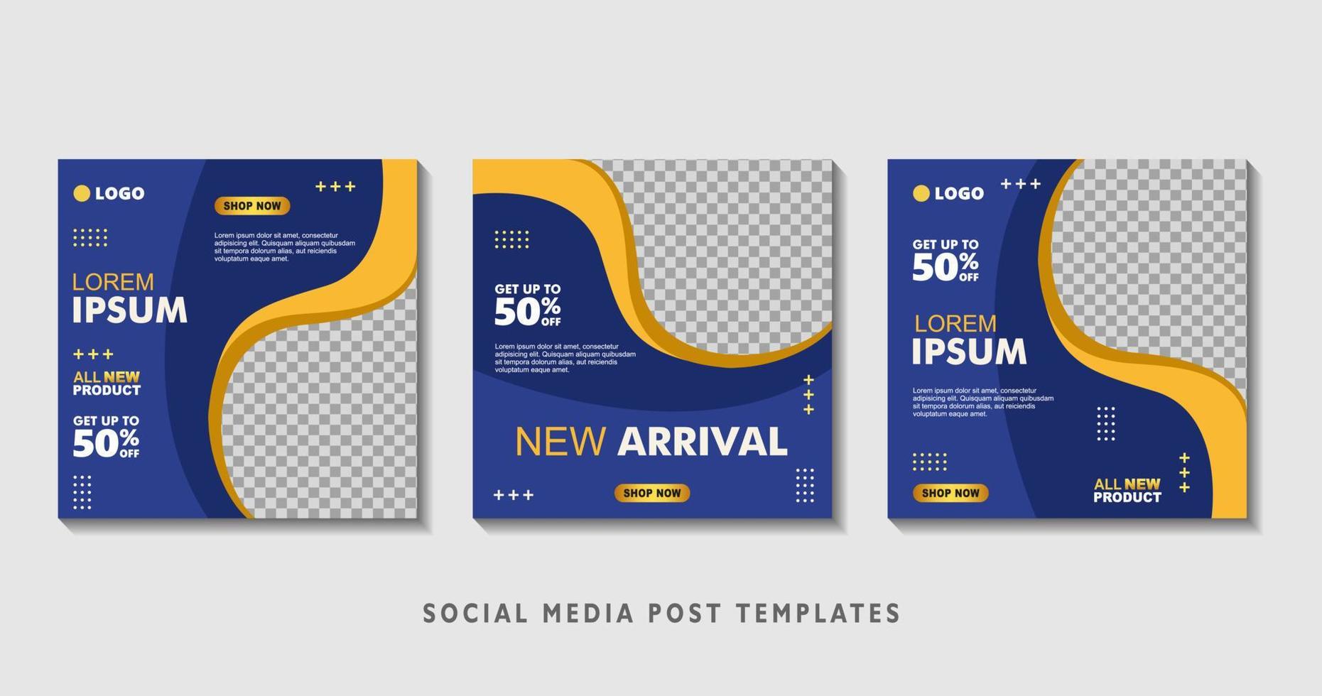 Set of editable square banner templates with photo collage. Suitable for Social Media Post and Online Advertising, Event, and etc. Vector Illustration.