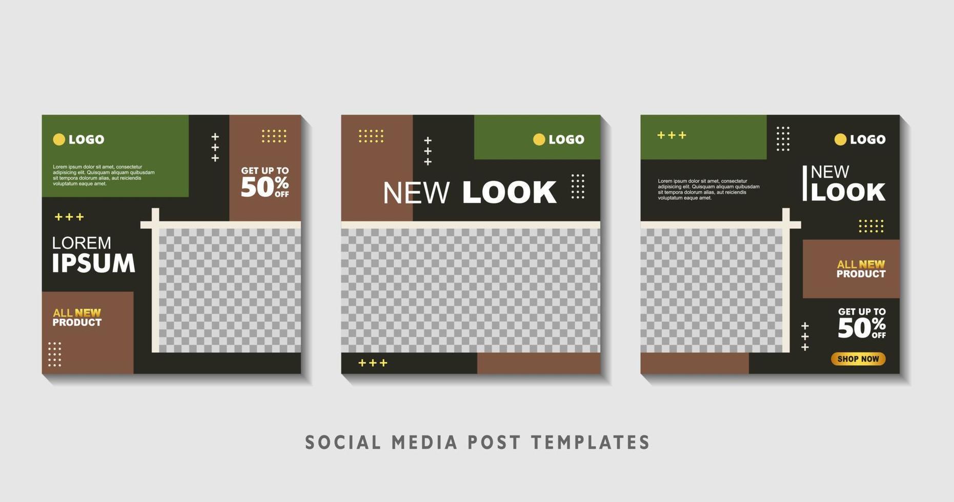 Set of editable square banner templates with photo collage. Suitable for Social Media Post and Online Advertising, Event, and etc. Vector Illustration.