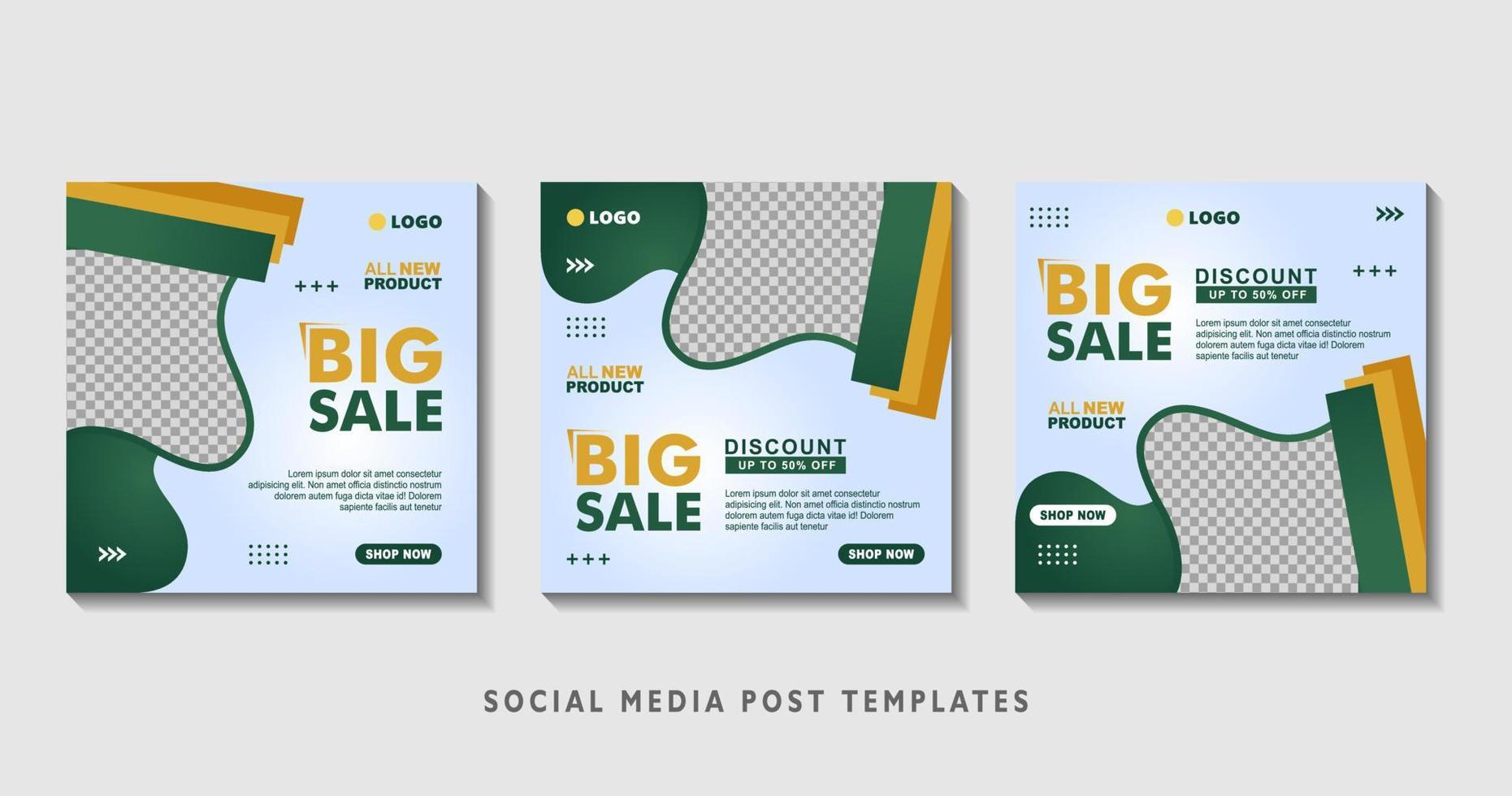 Set of editable square banner templates with photo collage. Suitable for Social Media Post and Online Advertising, Event, and etc. Vector Illustration.