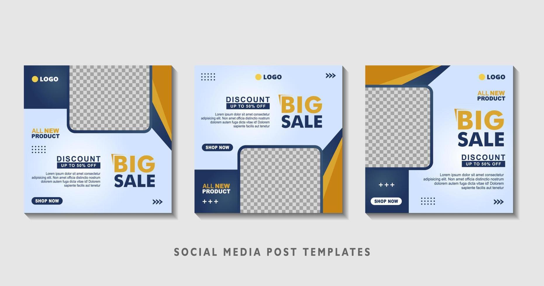 Set of editable square banner templates with photo collage. Suitable for Social Media Post and Online Advertising, Event, and etc. Vector Illustration.