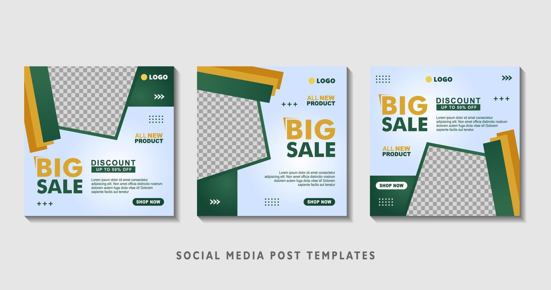 Set of editable square banner templates with photo collage. Suitable for Social Media Post and Online Advertising, Event, and etc. Vector Illustration.