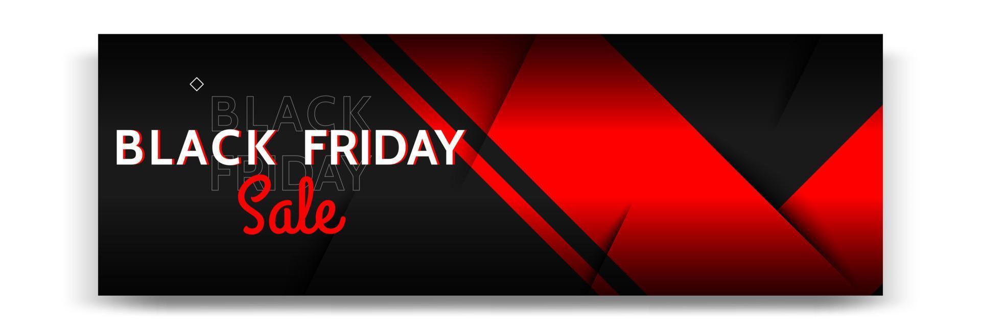 Minimal modern geometric horizontal Black Friday sale banner in black, white and red color. vector