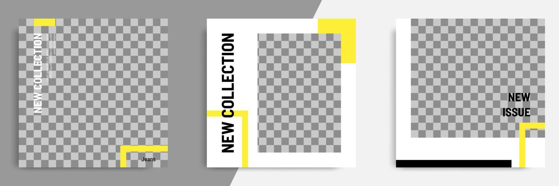 Minimal yellow social media banner catalog template vector