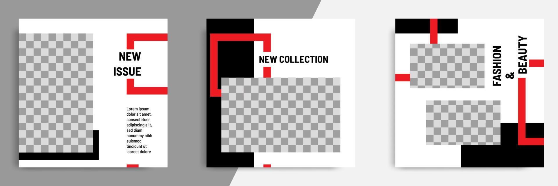 Minimal red social media banner catalog template vector