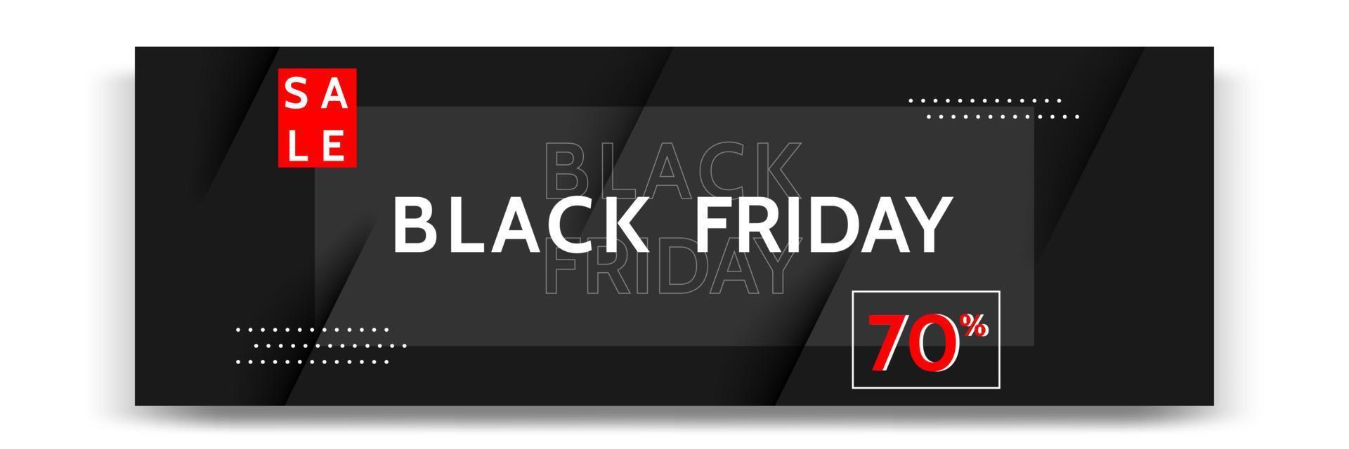 Minimal modern geometric horizontal Black Friday sale banner in black, white and red color. vector