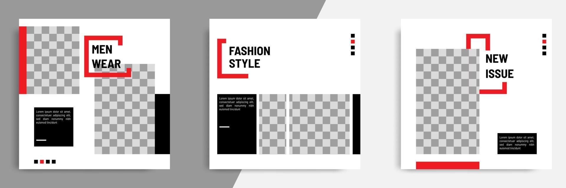 Minimal red social media banner catalog template vector