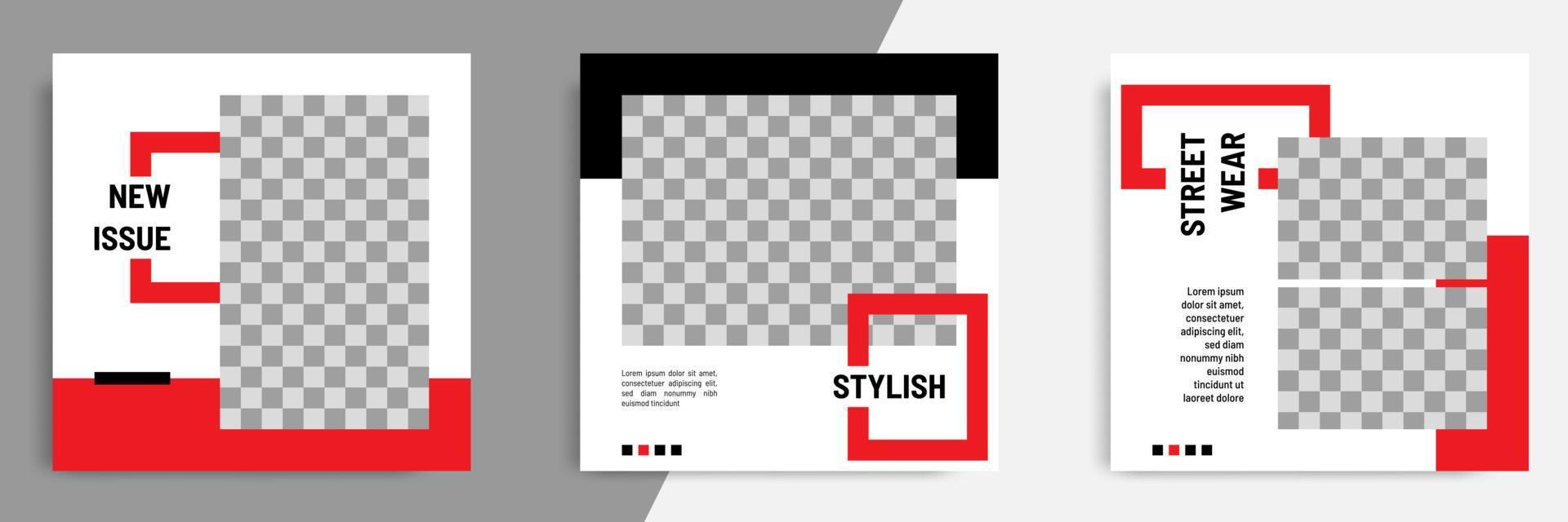 Minimal red social media banner catalog template vector