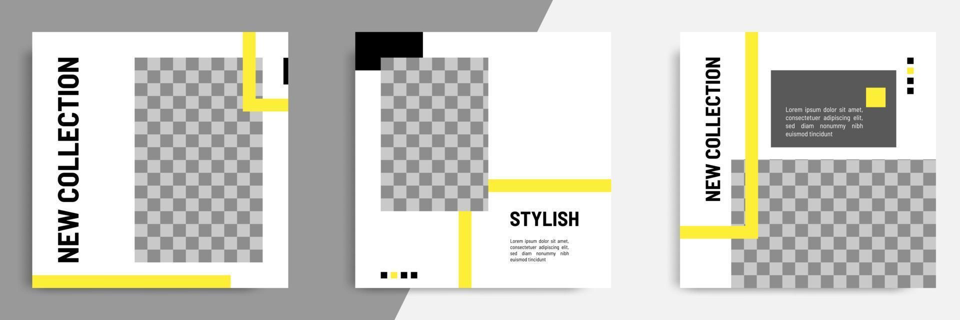 Minimal yellow social media banner catalog template vector