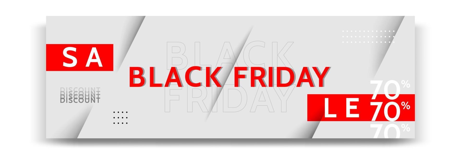 banner de venta de viernes negro horizontal geométrico moderno mínimo en color negro, blanco y rojo. vector