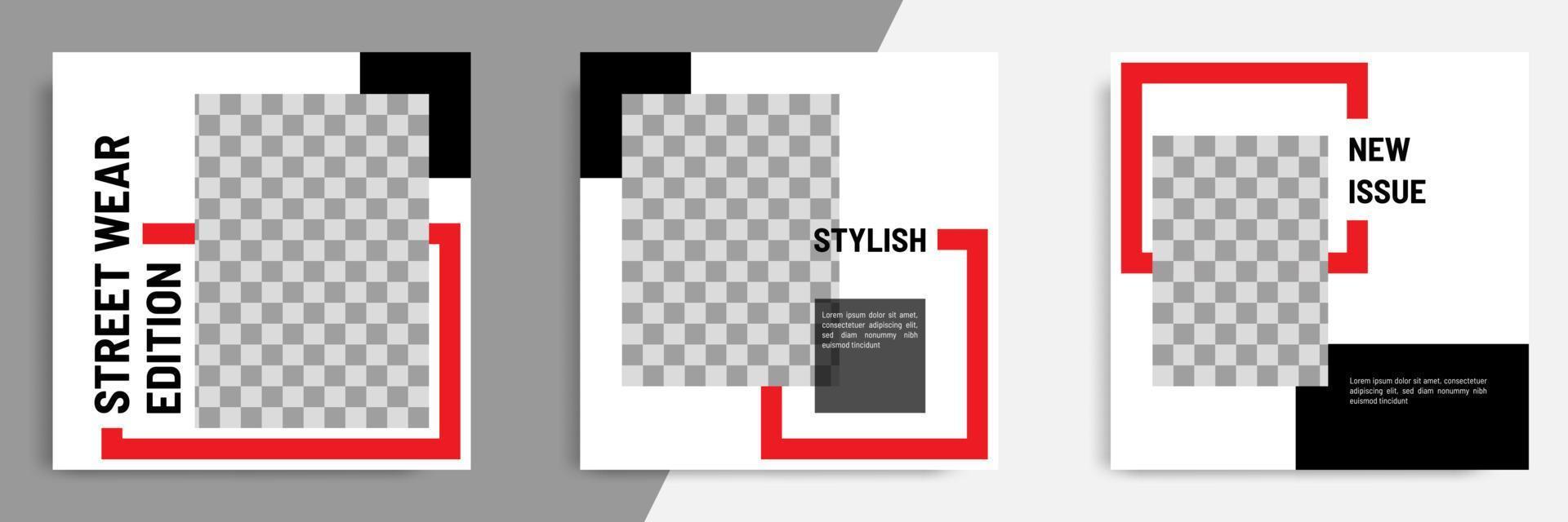 Minimal red social media banner catalog template vector