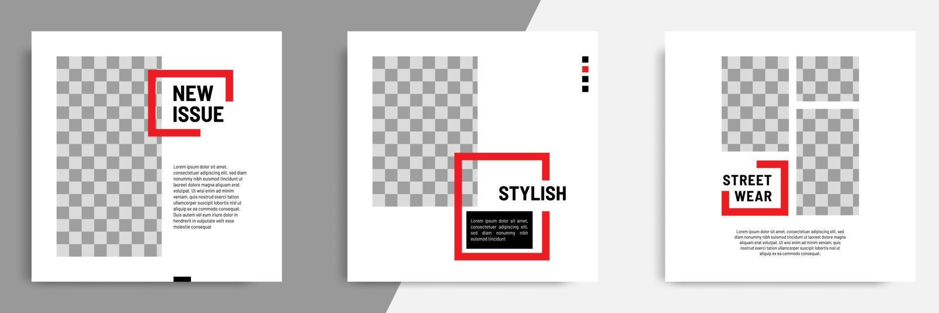 Minimal red social media banner catalog template vector