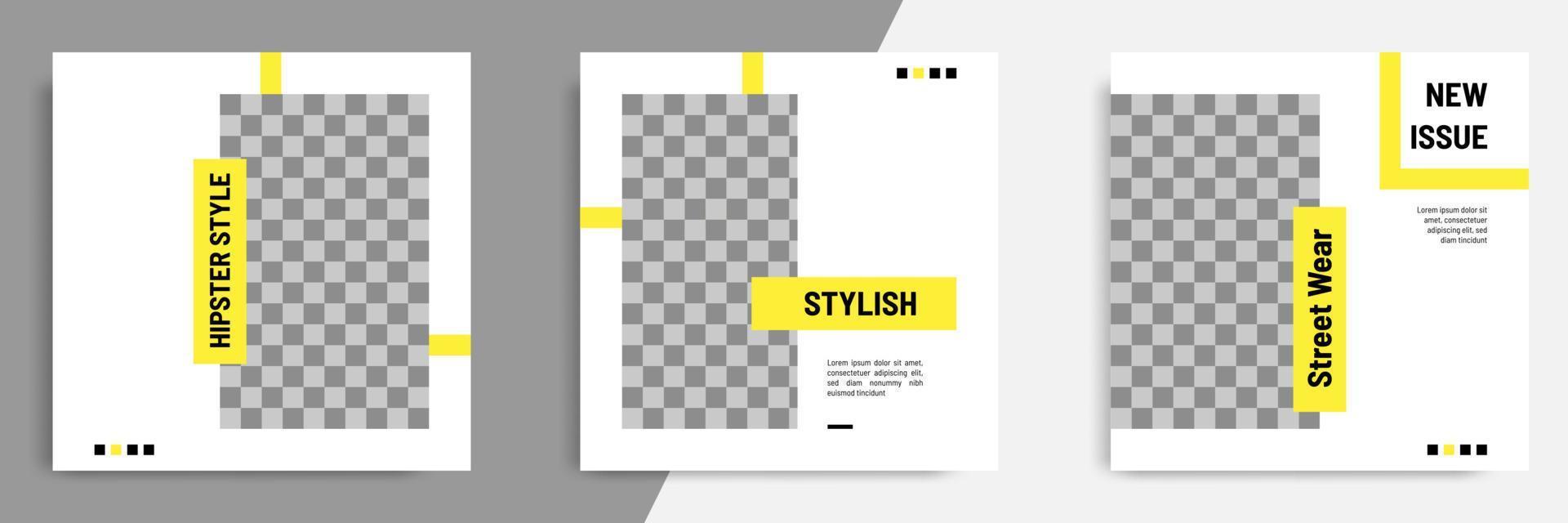 Minimal yellow social media banner catalog template vector