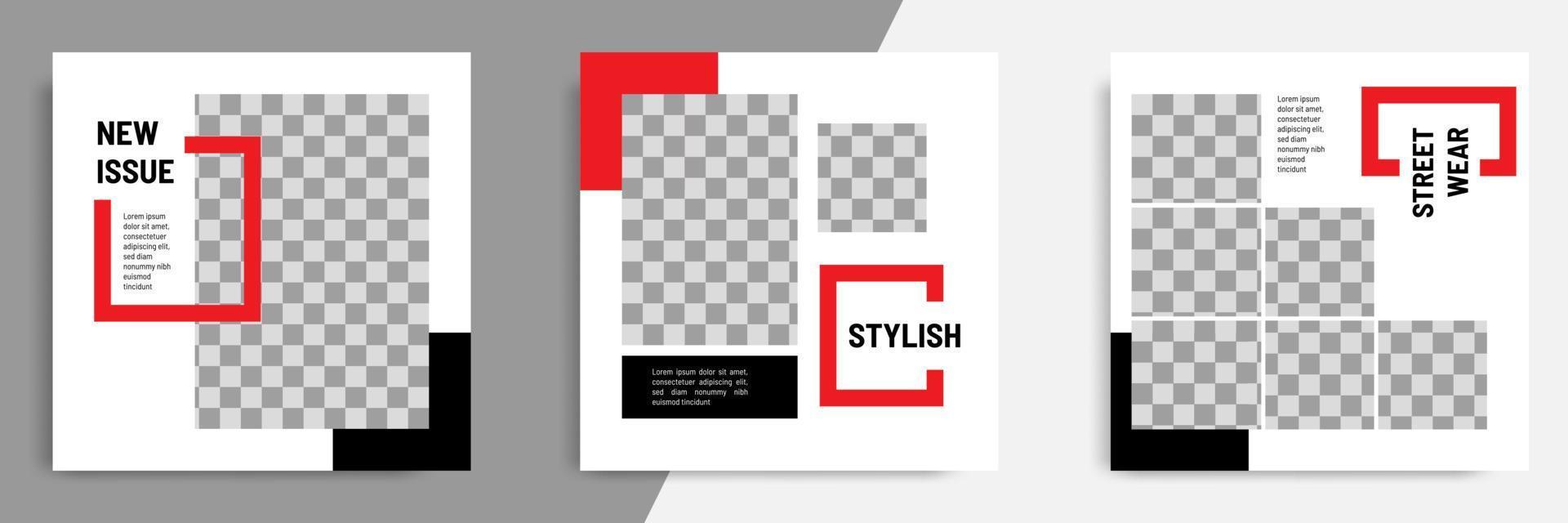 Minimal red social media banner catalog template vector