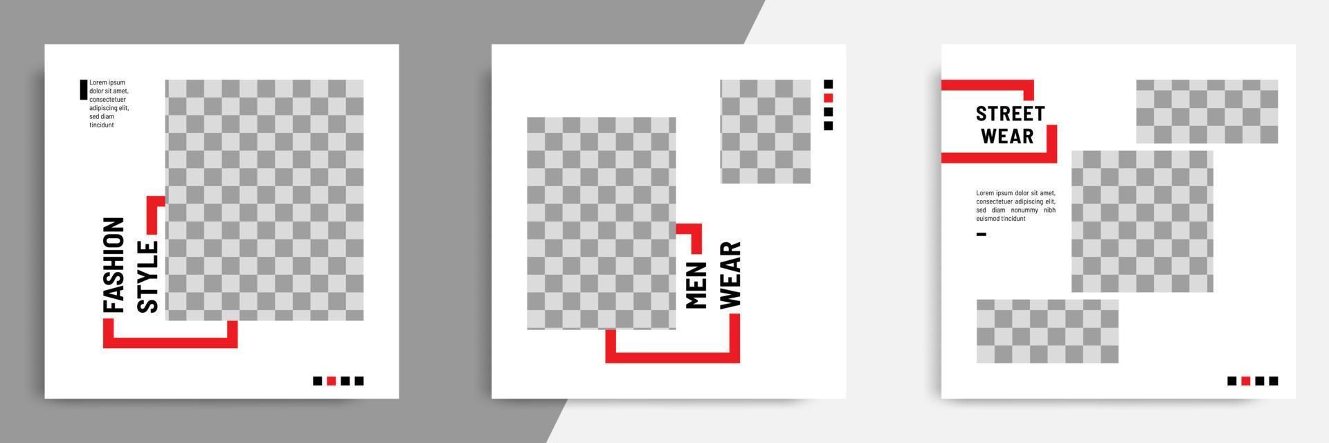 Minimal red social media banner catalog template vector