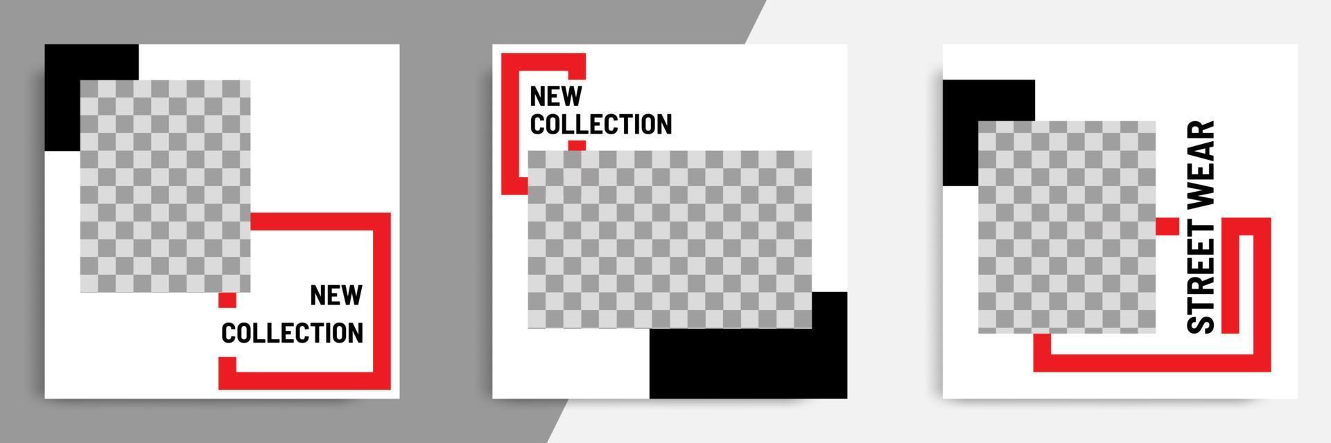 Minimal red social media banner catalog template vector