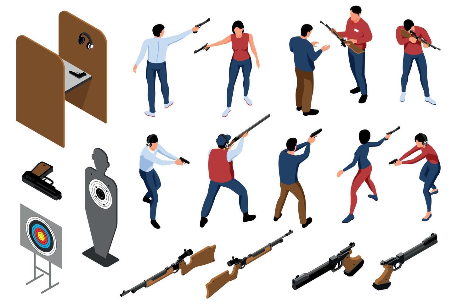 Shooting Range Isometric Icons vector