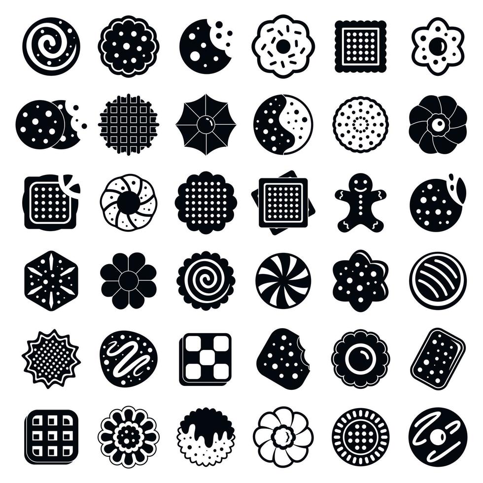 Cookie icons set, simple style vector