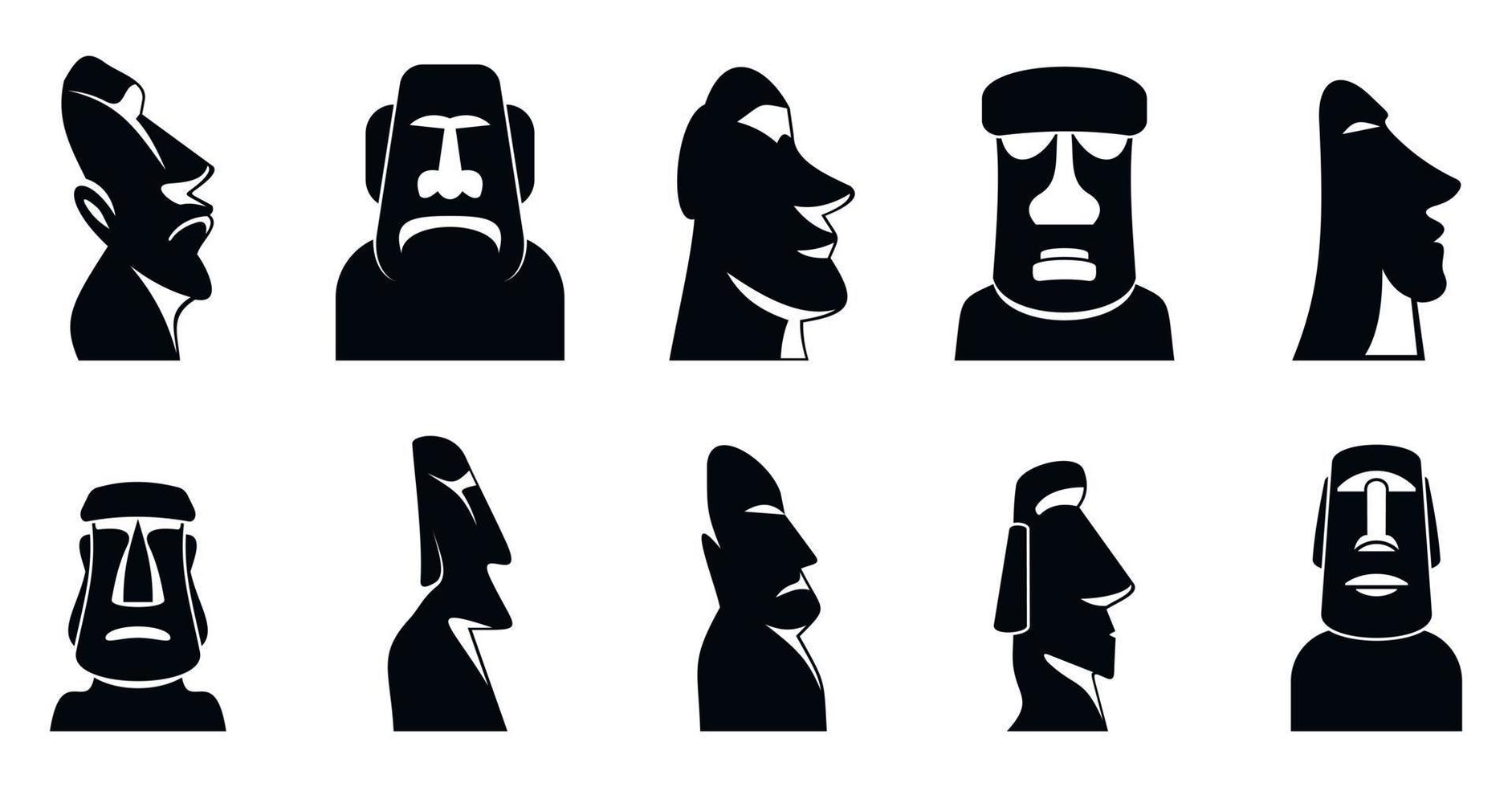 Easter Island icons set, simple style vector