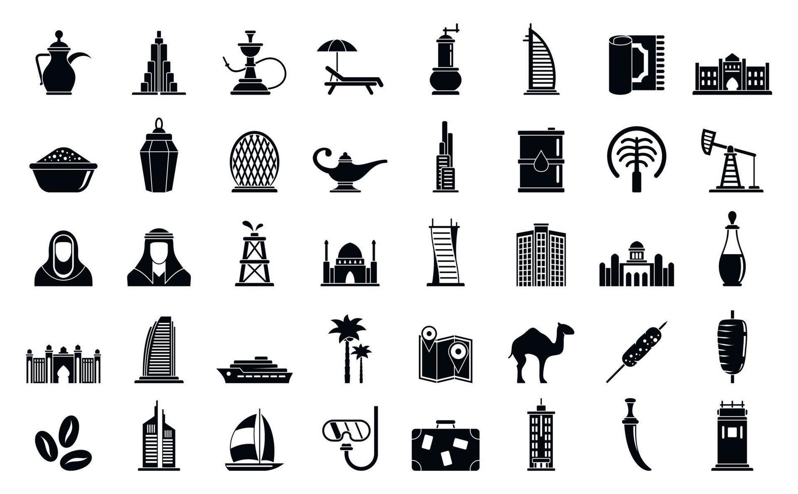 Dubai icons set, simple style vector